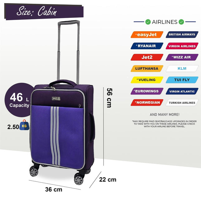 Lightweight  Soft Suitcases 4 Wheel Luggage Travel Bag