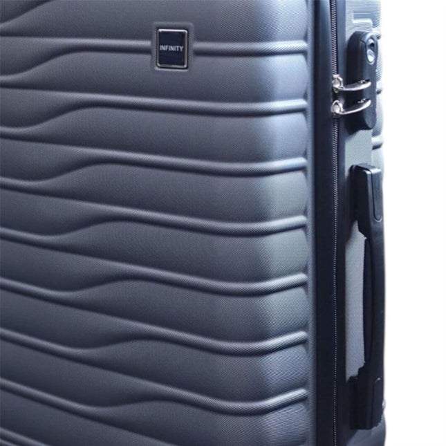 Hardshell Charcoal Grey Suitcase Set Robust 8 Wheel Luggage Cabin Case Bag