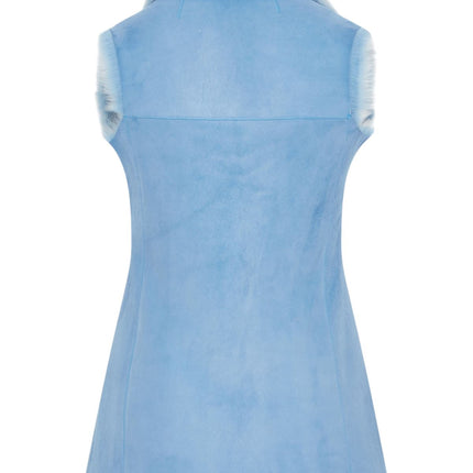 Women's Blue Toscana Sheepskin Long Gilet-Sorocaba