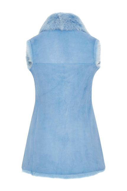 Women's Blue Toscana Sheepskin Long Gilet-Sorocaba