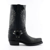 Grinders Mens Black Leather Cowboy Boots - Bald Eagle