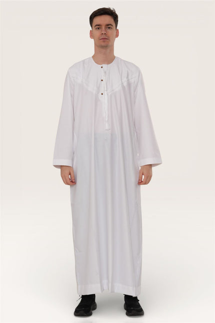 Men's Eid White Moroccan Jubba Robe Djellaba Ramadan Eid Thobe - HM11