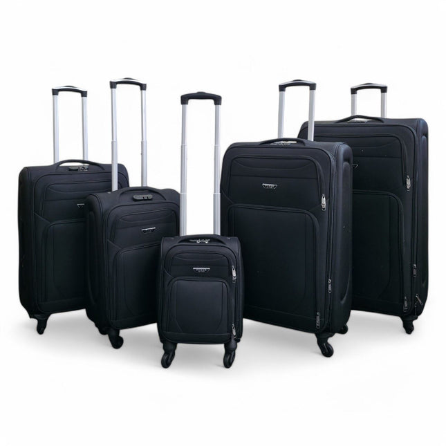 Soft Shell Lightweight Nylon Suitcase Set 4 Wheel Travel Case Holiday Bags