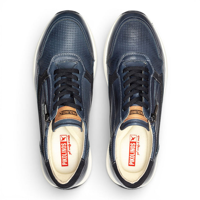Pikolinos Men's Blue Leather Easy Wear Sneaker Trainers Shoes - Getafe