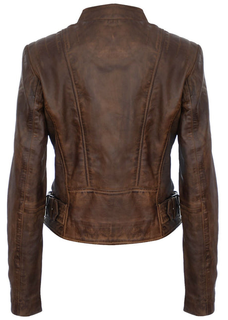 Womens Leather Biker Jacket-Celaya
