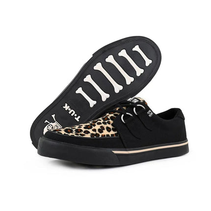 TUK Pointed Creeper Sneaker Black Leopard Canvas Platform Shoes - A9180