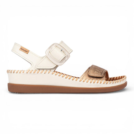 Pikolinos Women's White Leather Lightweight Summer Wedge Sandals - Cadaques