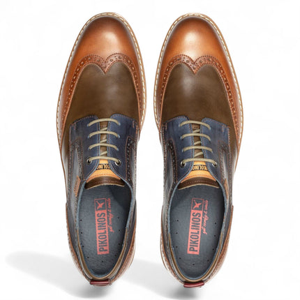 Pikolinos Men’s Brandy Brown Leather Brogue Lace-Up Oxford Shoes - Avila