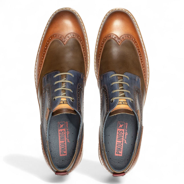 Pikolinos Men’s Brandy Brown Leather Brogue Lace-Up Oxford Shoes - Avila