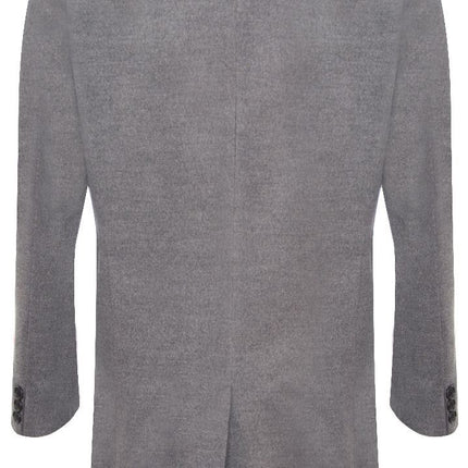 Men's Long Grey Wool Slim Fit Overcoat