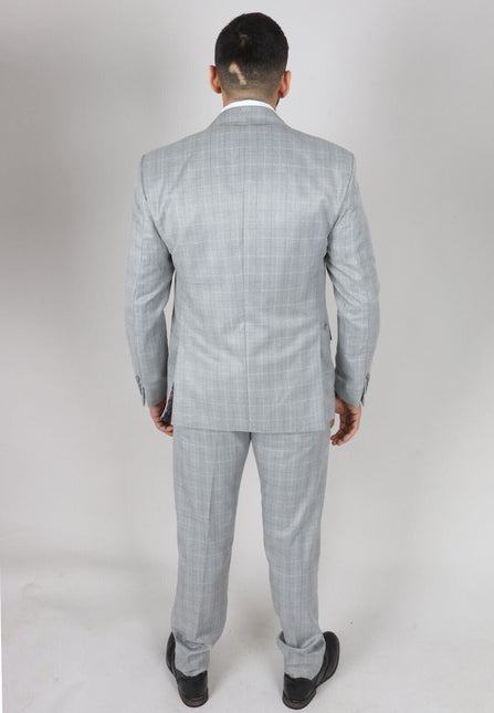 Mens IM2 Classic Plain Light Grey 3 Piece Suit