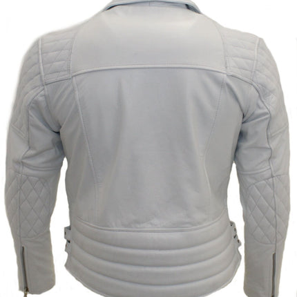 Mens Cowhide Leather Biker Jacket-Nassau