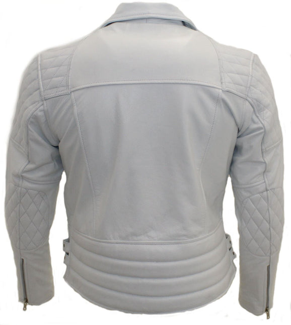 Mens Cowhide Leather Biker Jacket-Nassau