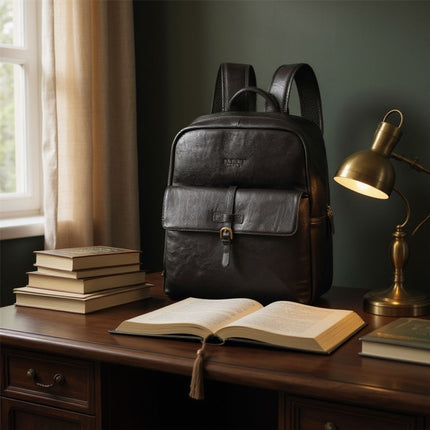 Genuine Leather Black Vintage Laptop Backpack Travel Bag - Cove