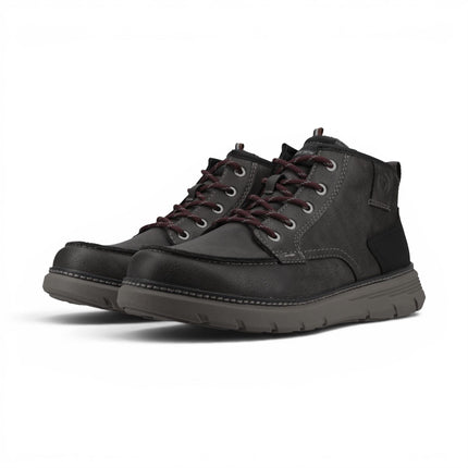 Bugatti Men's Grey Leather Lace-up Casual Ankle Boots - Pulau