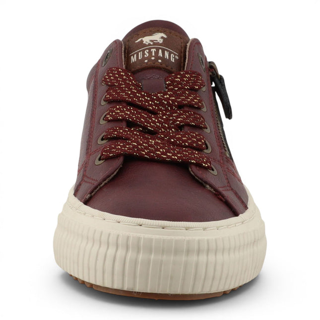 Mustang Women's Burgundy Faux Leather Trainer Sneaker Casual Shoes - M0112011
