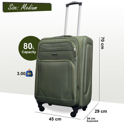 Soft Shell Lightweight Nylon Suitcase Set 4 Wheel Travel Case Holiday Bags