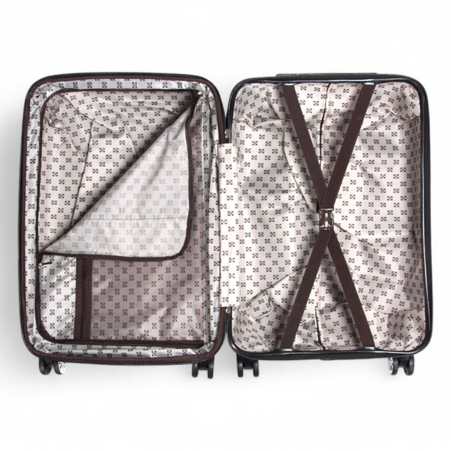 Strong Expandable Hard Shell Dual 4 Wheel Suitcase Set Print Luggage Cabin Travel Bag