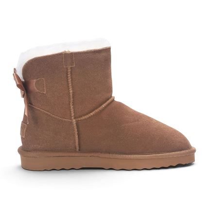 Women's Chestnut Tan Genuine Sheepskin Real Fur Winter Ankle Boots - Eclipse