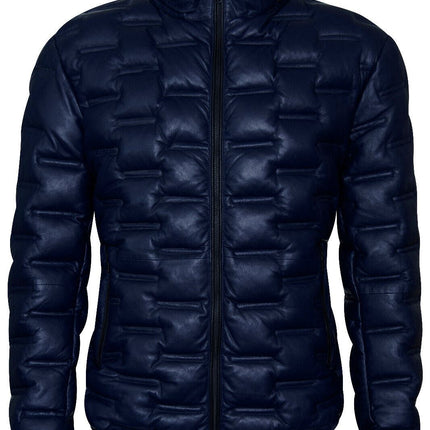 Men's Puffer Quilted Bomber Leather Jacket - Recife