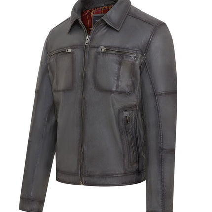 Men's Vintage Classic Short Soft Leather Biker Jacket