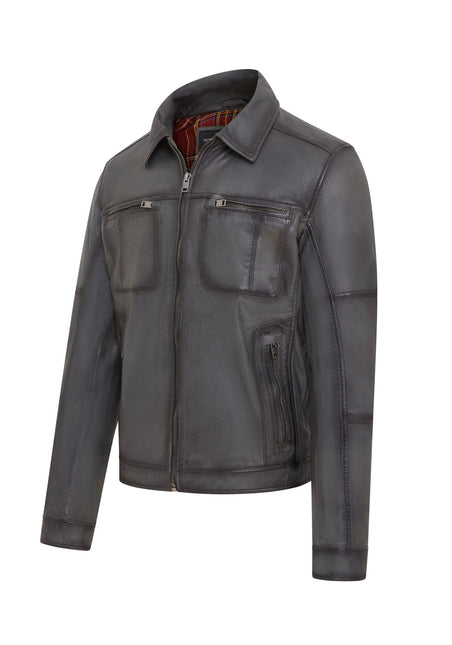 Men's Vintage Classic Short Soft Leather Biker Jacket