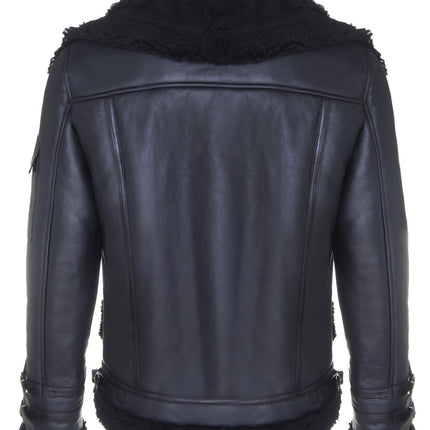 Mens Retro Biker Sheepskin Jacket-Avignon