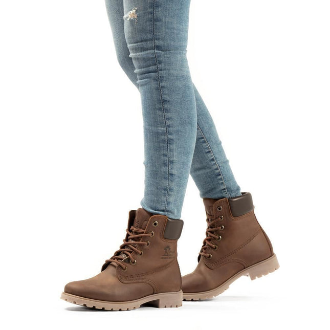 Panama Jack 03 Ladies Brown Waterproof Leather Lace Up Hiking Ankle Boots