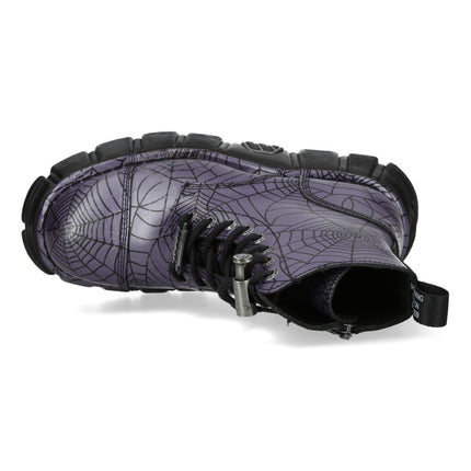 New Rock Purple Leather Gothic Military Biker Boots - MILI083CCT-C122