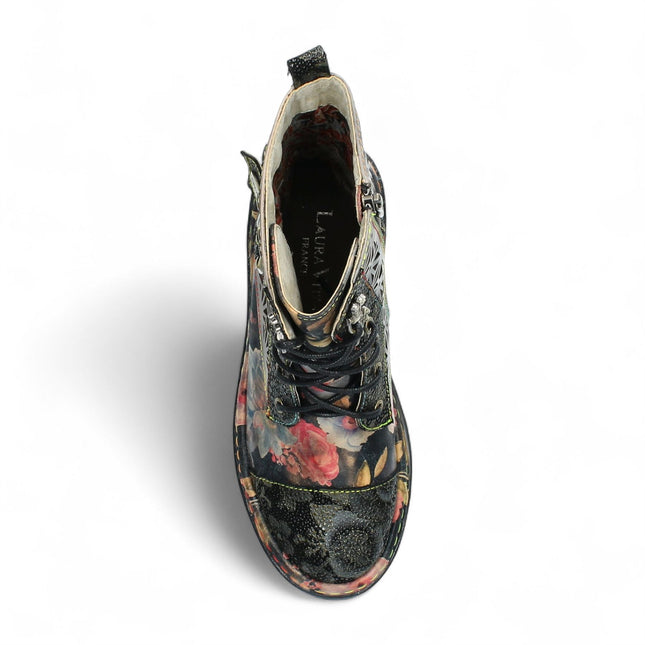 Laura Vita Incaso 36 Black Floral Womens Gothic Victorian Leather Ankle High Boots