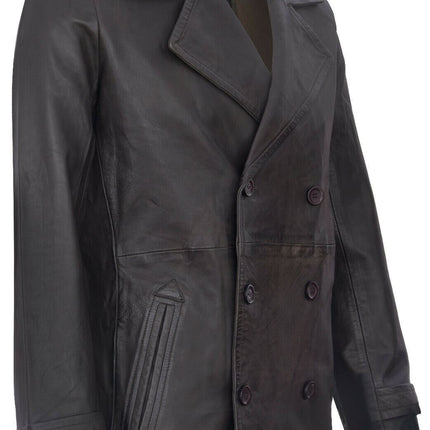 Mens Leather Peacoat-Amara
