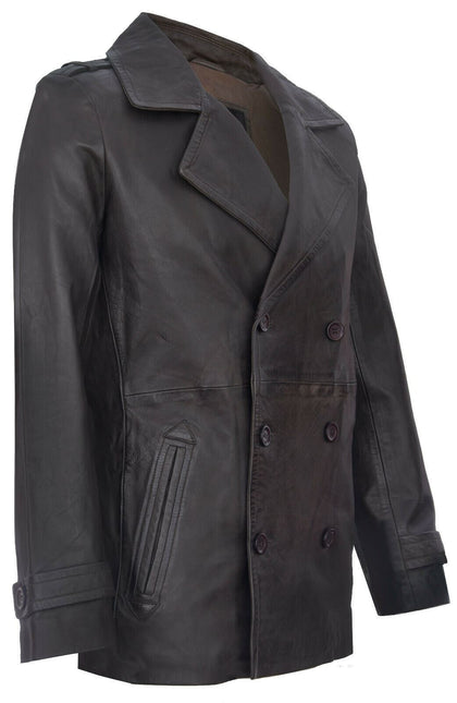 Mens Leather Peacoat-Amara