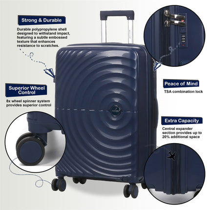 Expandable Hard Shell 8 Wheels Luggage Travel Cabin Suitcase Set