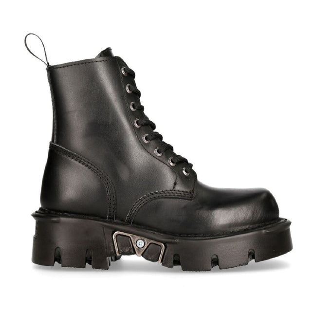 New Rock Unisex Black Gothic Military Biker Boots- Mili084N-S3