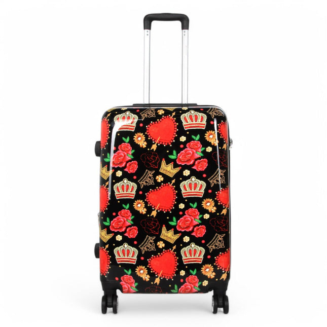 Strong Expandable Hard Shell Dual 4 Wheel Suitcase Set Print Luggage Cabin Travel Bag