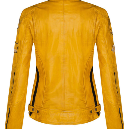 Womens Biker Racing Badges Leather Jacket-Eastleigh