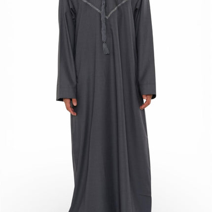 Kids Boys Eid Grey Moroccan Thobe Robe Djellaba Ramadan Eid Jubba- K-HM10