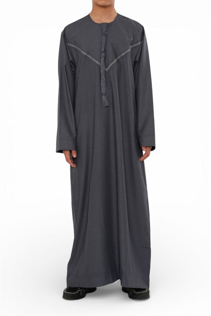 Kids Boys Eid Grey Moroccan Thobe Robe Djellaba Ramadan Eid Jubba- K-HM10