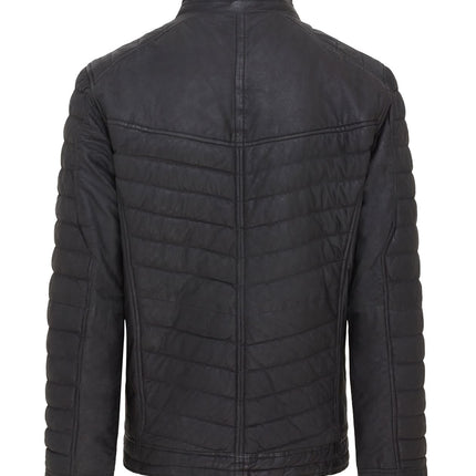 Men's Puffer Leather Biker Quilted Vintage Bomber Jacket