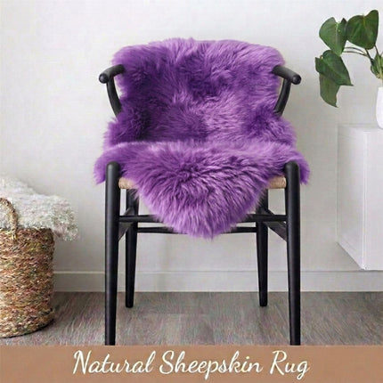 Genuine Bright Violet Sheepskin Natural Silky Soft Fluffy Real Wool Rug