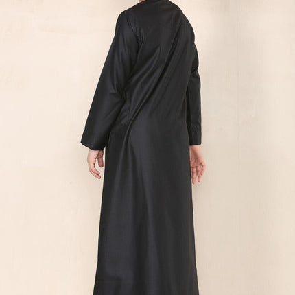 Boy's Kids Black Thobe Emirati Jubba Islamic Clothing Kaftan Eid String Tassel