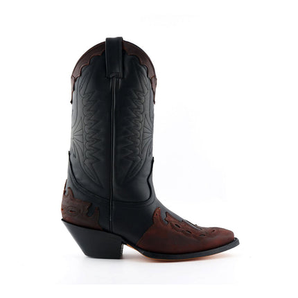 Grinders Unisex Black/Burgundy Leather Cowboy Boots - Arizona