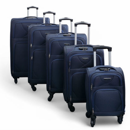 Soft Shell Lightweight Nylon Suitcase Set 4 Wheel Travel Case Holiday Bags