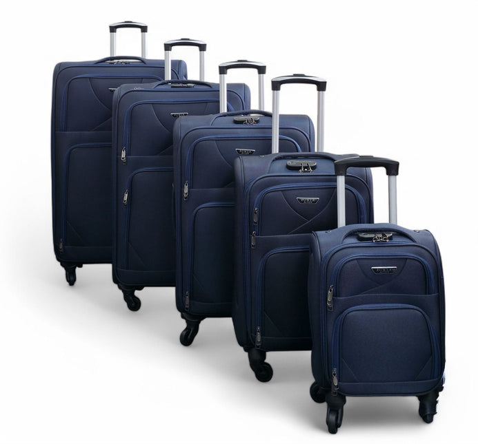 Soft Shell Lightweight Nylon Suitcase Set 4 Wheel Travel Case Holiday Bags