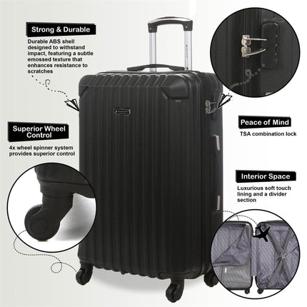 Hard Shell Cabin  55 x 27 x 22 cm ABS Suitcase Luggage Suitable for Easyjet, Ryanair