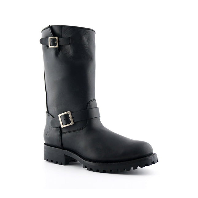 Grinders Mens Black Western Combat Leather Boots - Wild One