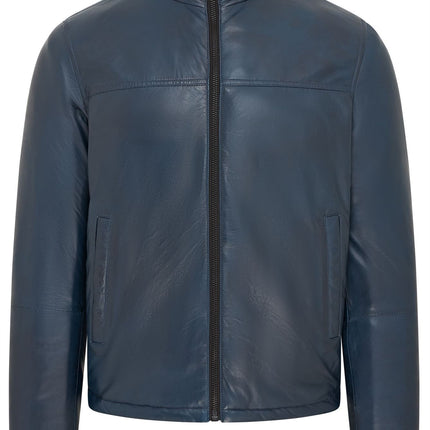 Mens Reversible Hooded Leather Jacket Premium Lambskin Napa