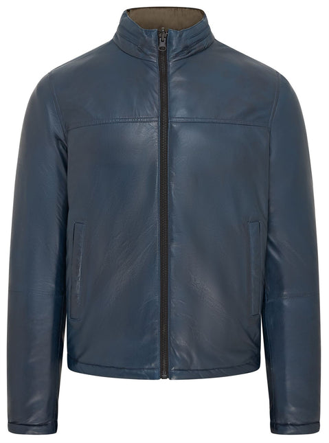 Mens Reversible Hooded Leather Jacket Premium Lambskin Napa