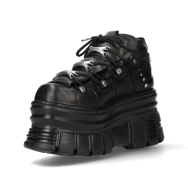 New Rock M-106-C178 Black Tower Gothic Punk Chunky Ankle Boots