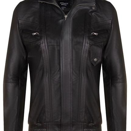 Mens Leather Bluson Bomber Jacket-Anapolis